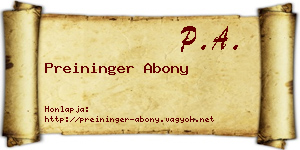 Preininger Abony névjegykártya
